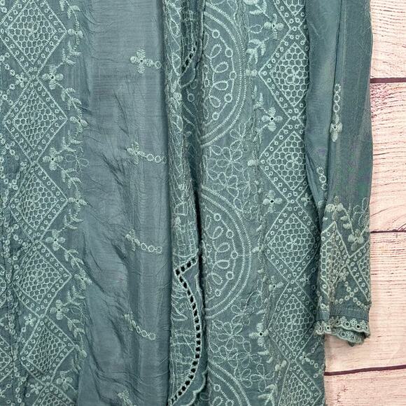 Johnny Was Open Eyelet Hooded Light Jacket Cover Up Size Small New - Picture 9 of 13